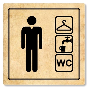 Šatna muži, wc, 80x80mm, pergamen, Utah